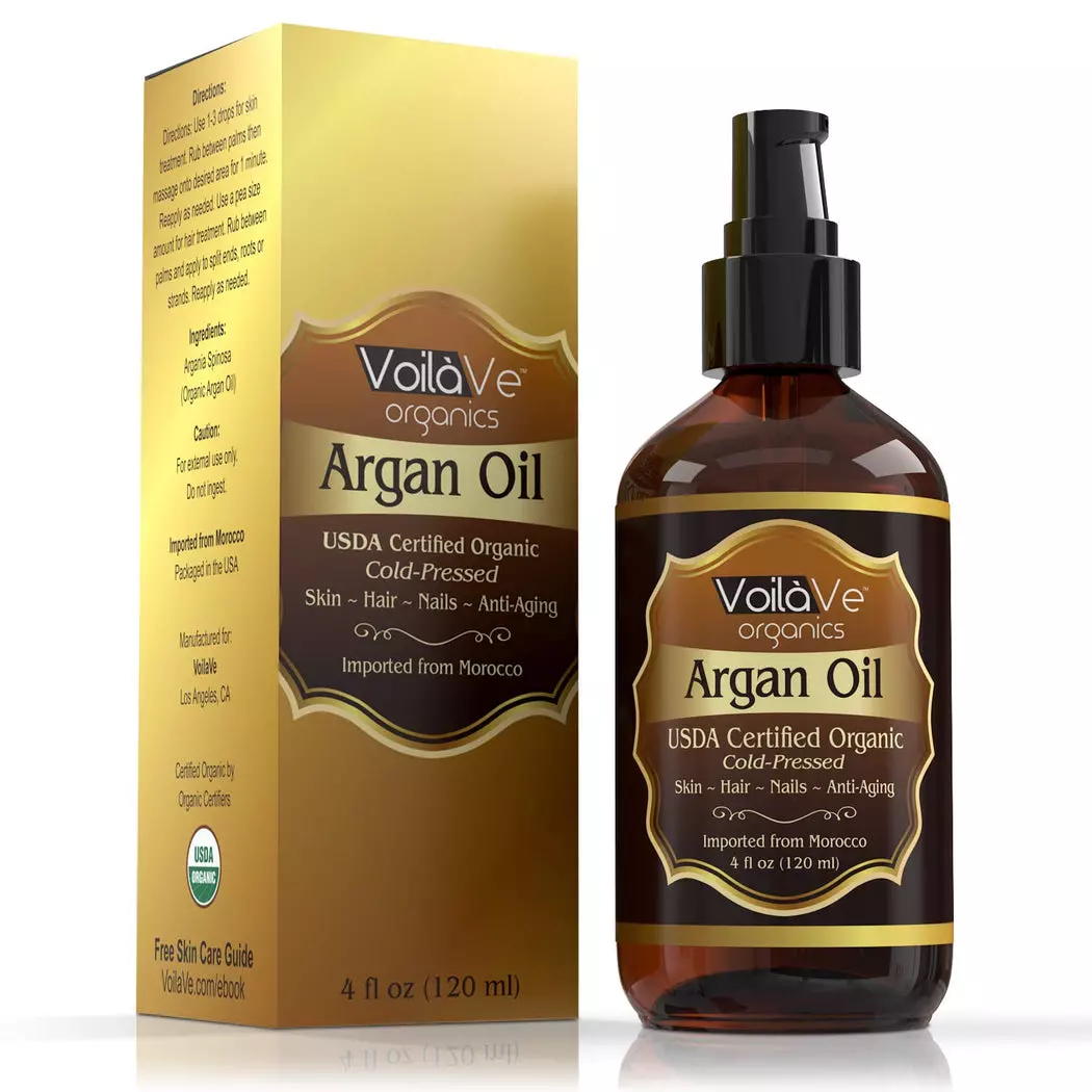 VoilaVe USDA and ECOCERT Pure Organic Moroccan Argan Oil for Skin
