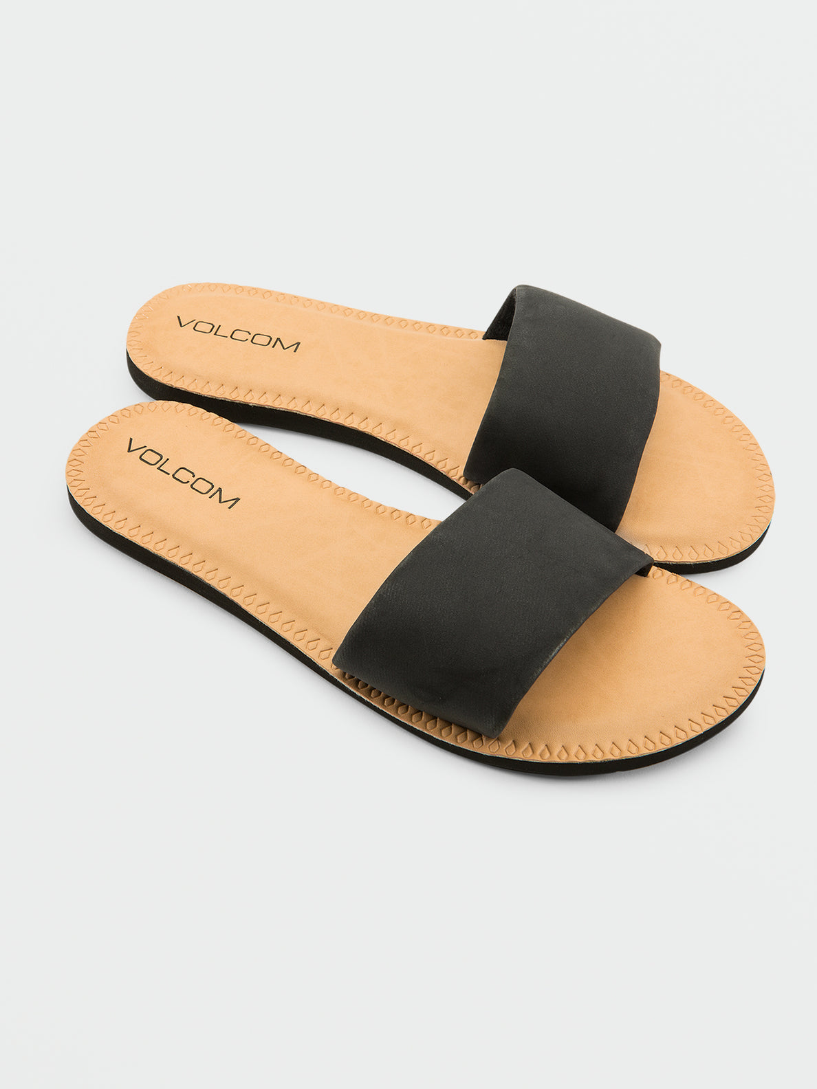 Volcom Women’s Simple Synthetic Leather Strap Slide Sandal