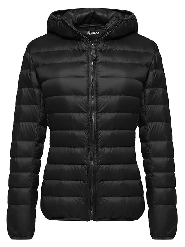 Wantdo Women's Hooded Packable Ultra Light Weight Short Down Jacket X-Small Black