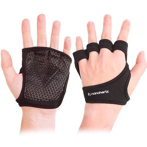 Weight-Lifting Workout Fitness Gloves, Callus-Guard Gym Barehand Grip, Support Alpha Cross-Training, Rowing, Power-Lifting, Pull Up for Men & Women Black Large