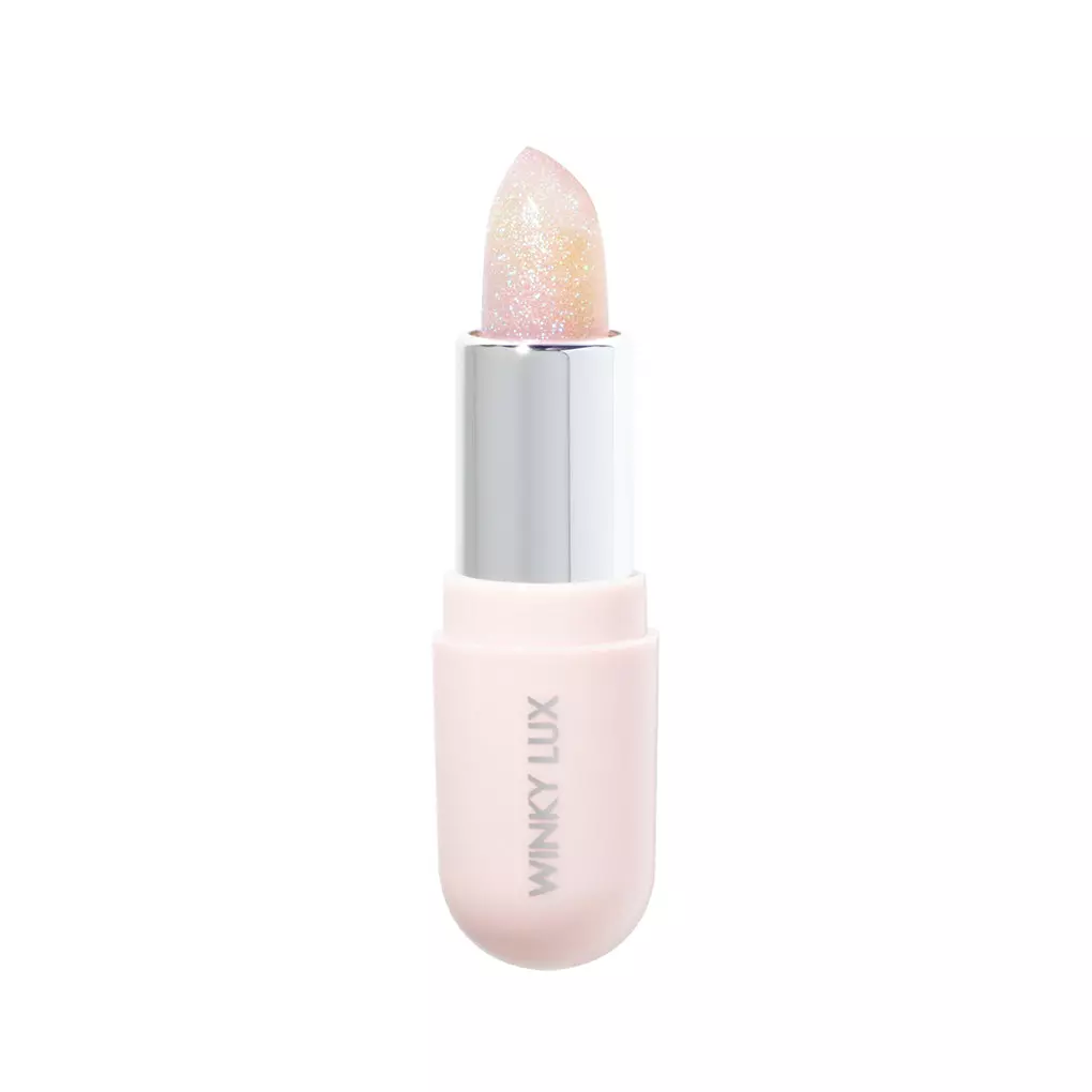 Winky Lux Glimmer Balm, Color-Changing Pink Tinted pH Lip Balm Infused with Vitamin E for All-Day Moisture and Subtle Glittery Gloss, 0.13 Oz (Unicorn)