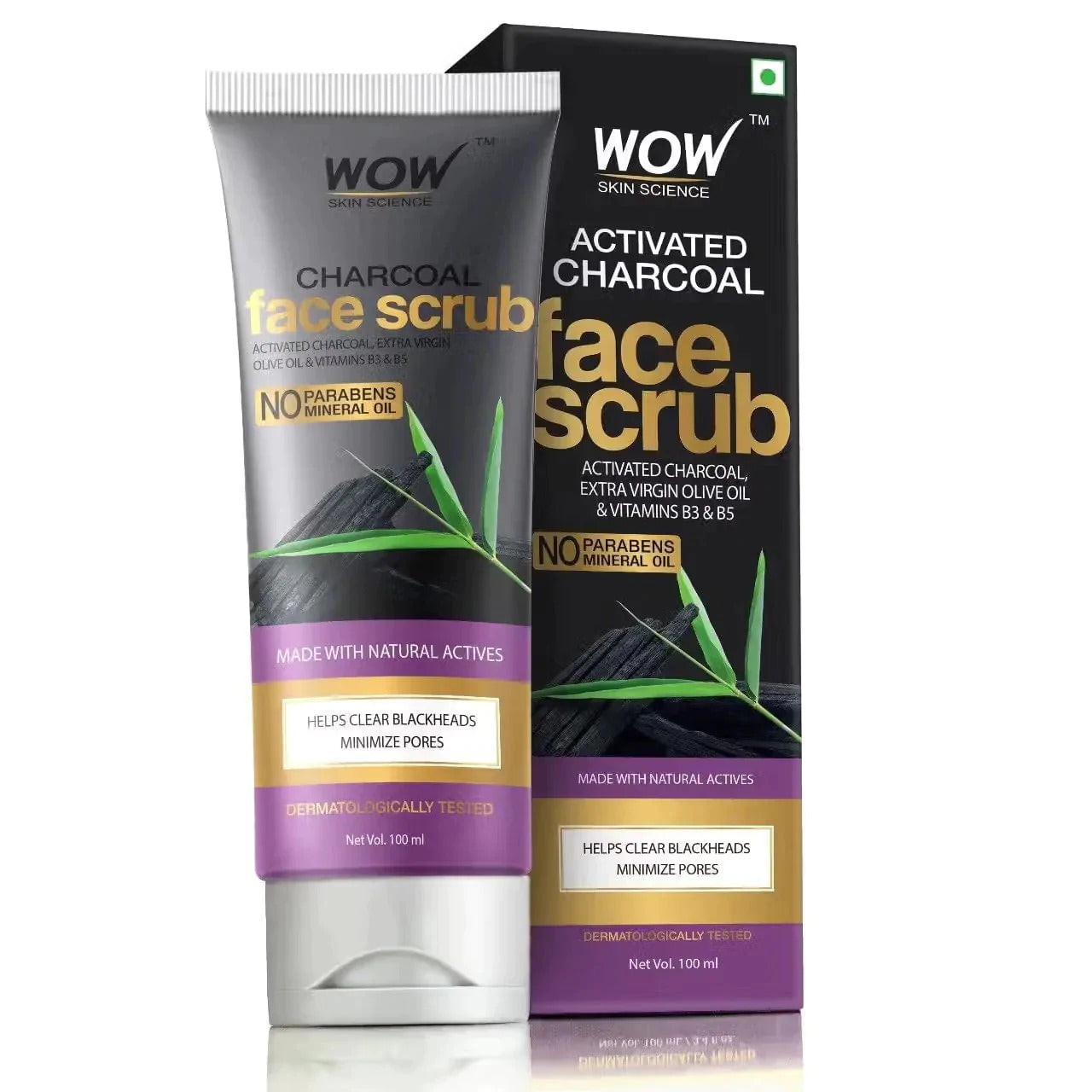 WOW Skin Science Pure Charcoal Collagen Production Face Scrub