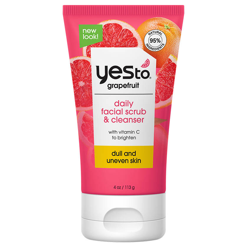 Yes To Grapefruit Daily Facial Scrub & Cleanser, Exfoliating & Restoring Cleanser That Enhances Skins Radiance, With Antioxidants, Lemon Balm Extract, & Vitamin C, Natural, Vegan & Cruelty Free, 4 Oz Dull & Uneven Skin
