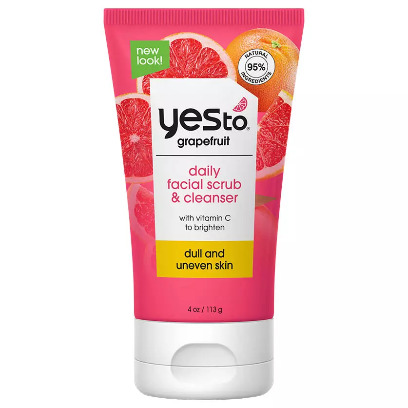 Yes To Grapefruit Daily Facial Scrub & Cleanser, Exfoliating & Restoring Cleanser That Enhances Skins Radiance, With Antioxidants, Lemon Balm Extract, & Vitamin C, Natural, Vegan & Cruelty Free, 4 Oz Dull & Uneven Skin