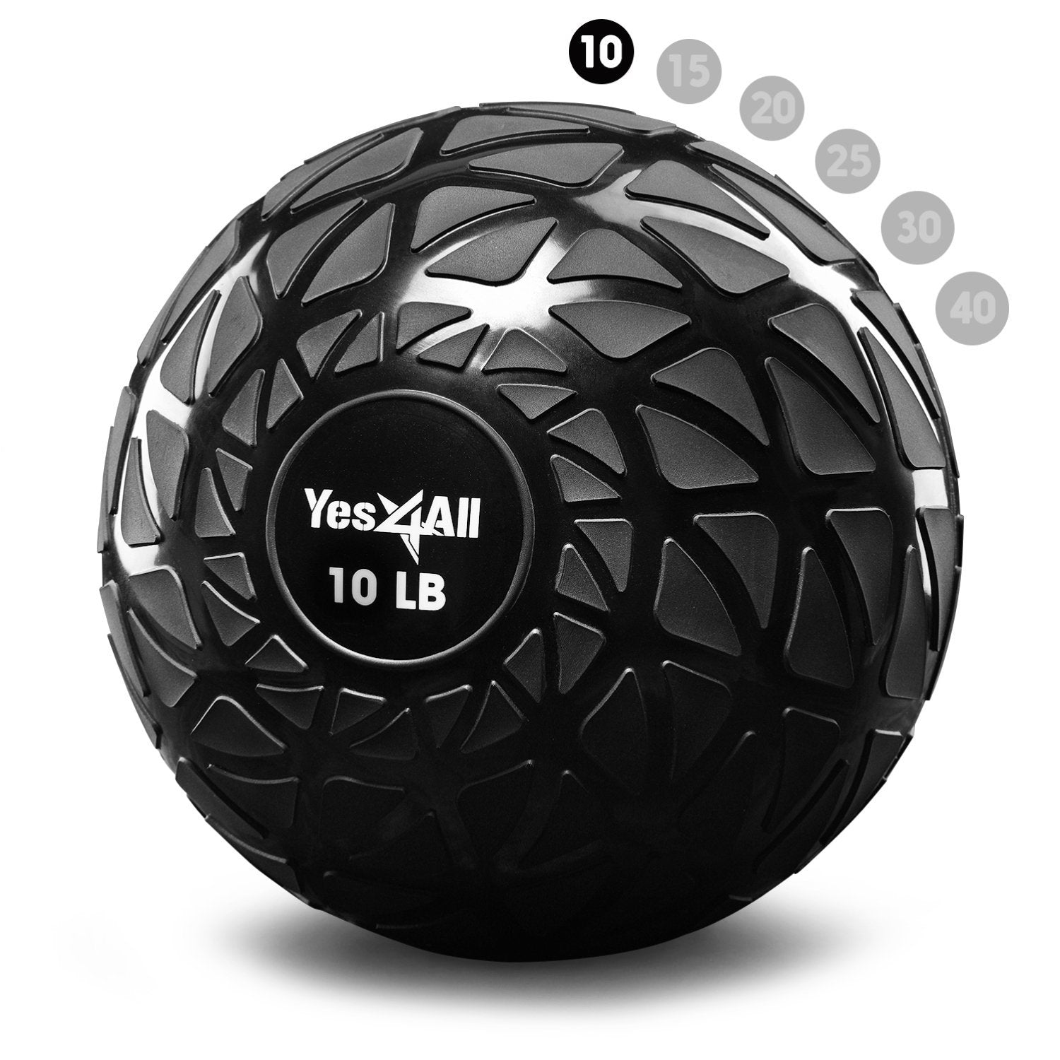 Yes4All 10 lbs Slam Ball for Strength and Crossfit Workout ? Slam Medicine Ball (10 lbs, Black)