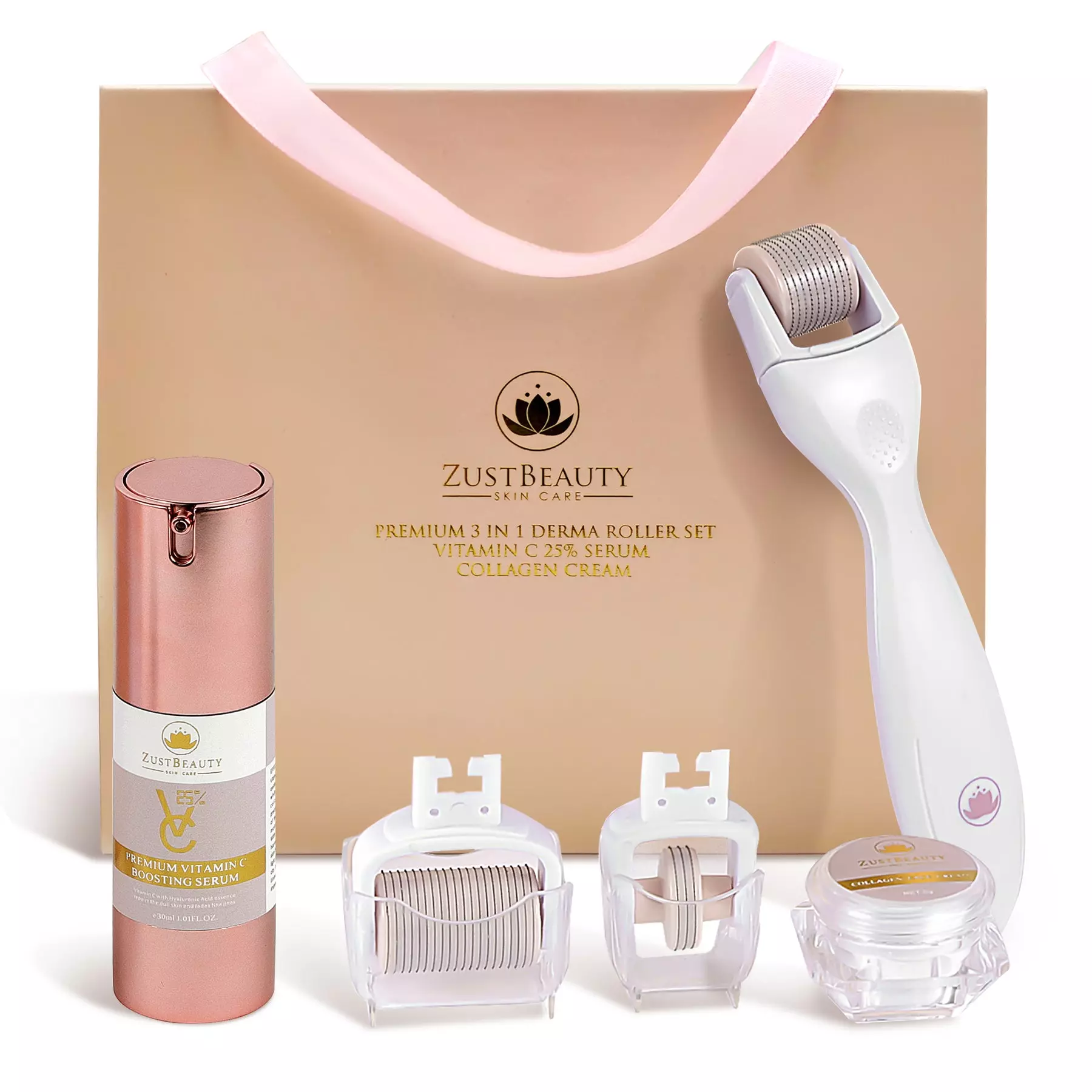 ZUSTBEAUTY - ALL IN 1- Derma Roller Kit With Vitamin C 25% Serum & Collagen Cream