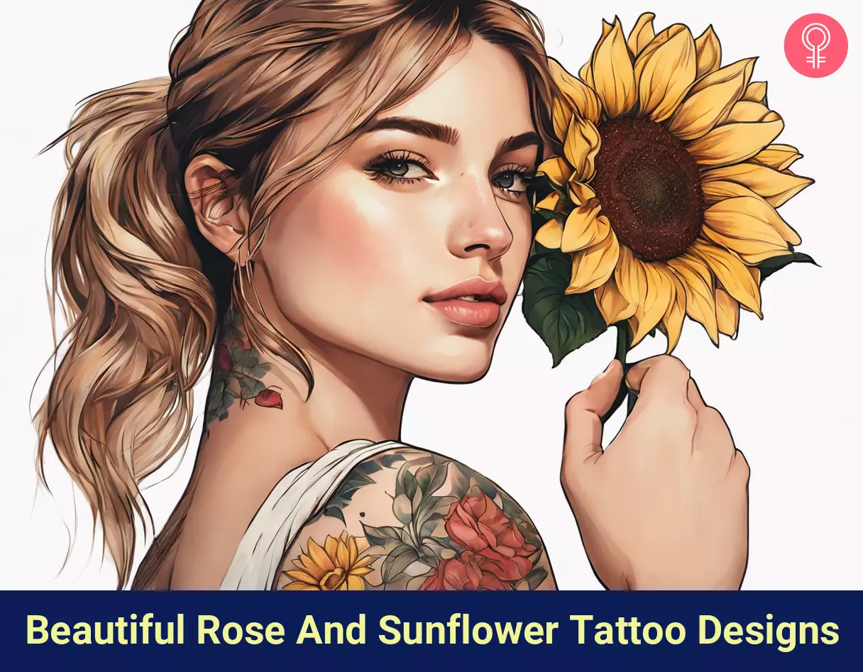 sunflower and rose tattoo