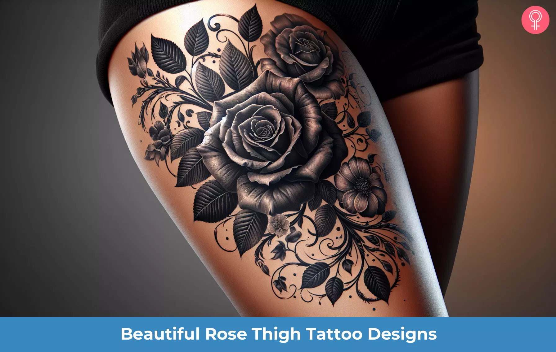 rose tattoo on thigh