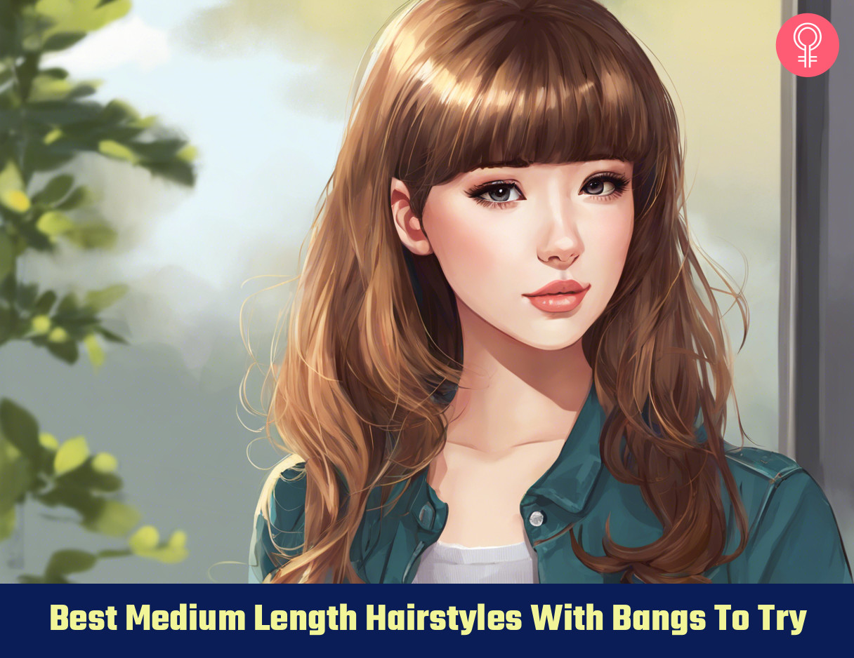 medium length hairstyles with bangs