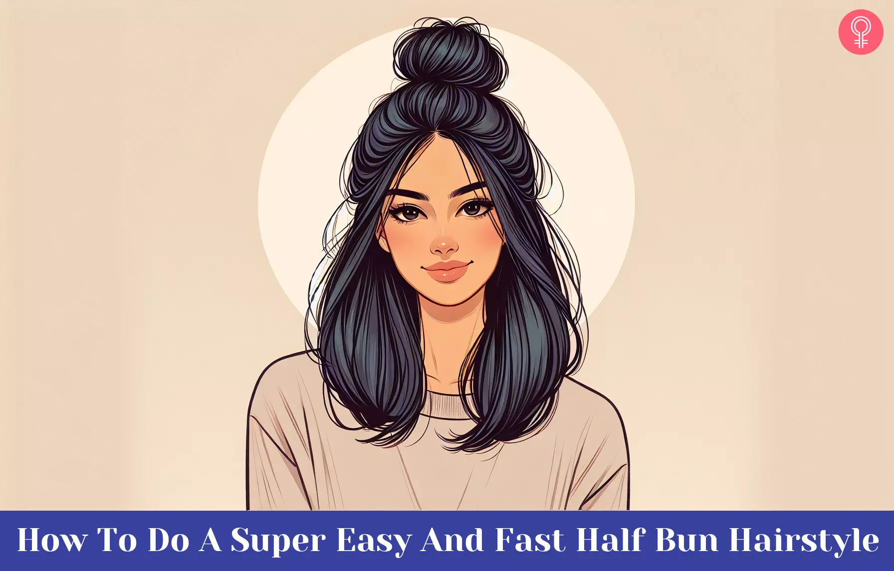 half bun hairstyle_illustration
